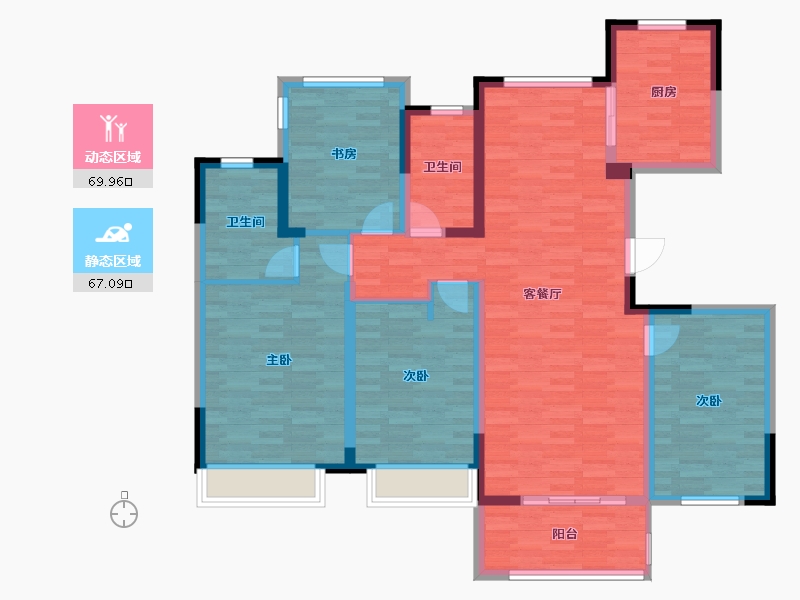 江苏省-无锡市-美的公园天下-123.06-户型库-动静分区