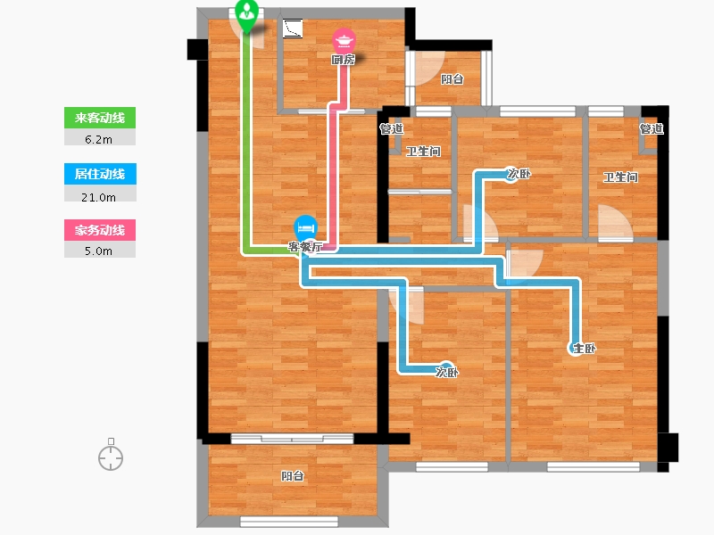 河南省-郑州市-碧桂园天澜1号楼,6号楼,8号楼,9号楼120m²-96.00-户型库-动静线