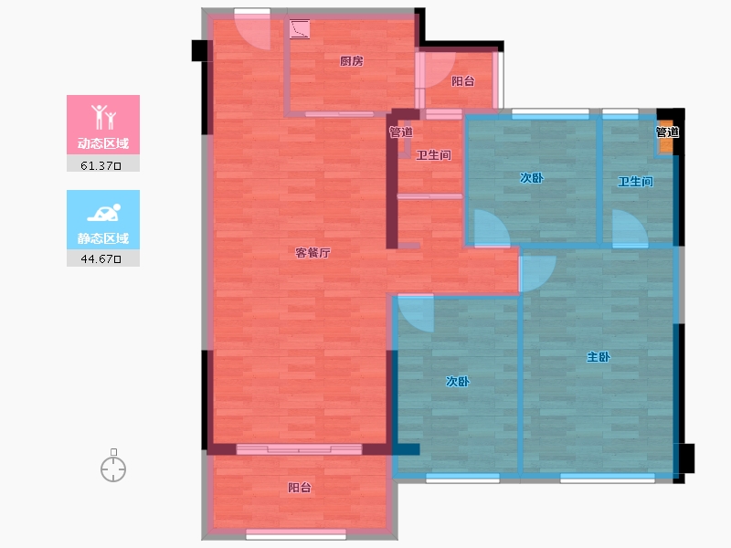 河南省-郑州市-碧桂园天澜1号楼,6号楼,8号楼,9号楼120m²-96.00-户型库-动静分区