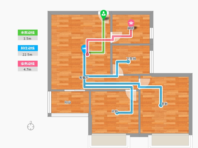 河南省-郑州市-丰乐奥体公馆7号楼75m²-60.00-户型库-动静线