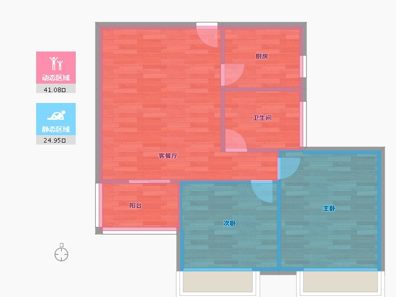 河南省-郑州市-丰乐奥体公馆7号楼75m²-60.00-户型库-动静分区