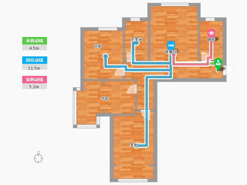 河南省-郑州市-物华国际1号楼89m²-71.20-户型库-动静线