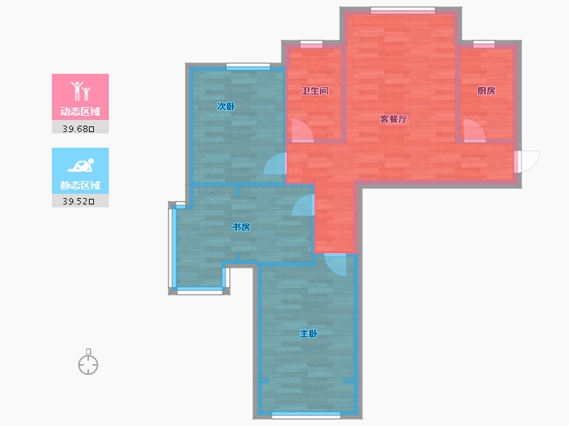 河南省-郑州市-物华国际1号楼89m²-71.20-户型库-动静分区