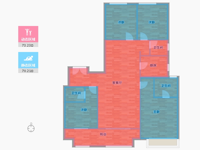 河南省-郑州市-鑫苑金水观城1号楼,2号楼165m²-132.00-户型库-动静分区