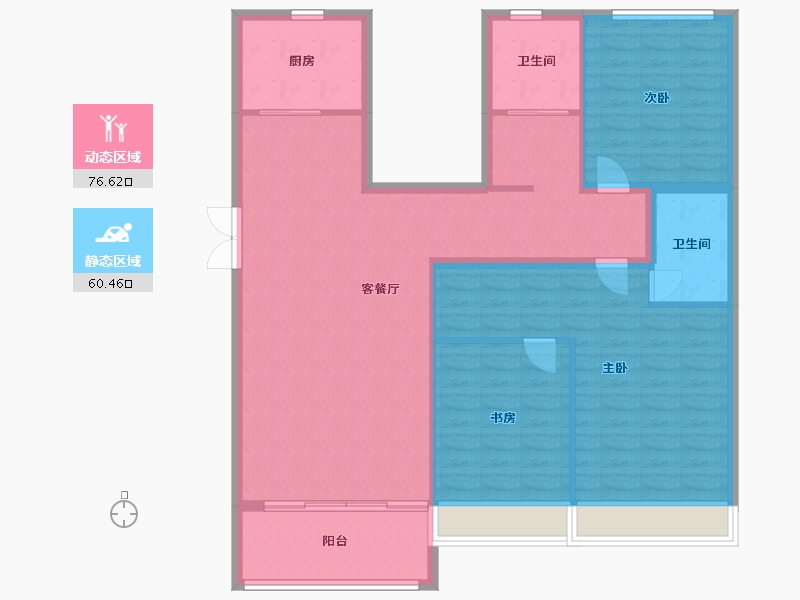 河南省-郑州市-亚星盛世云水居1,3,6,7号楼157m²-125.61-户型库-动静分区