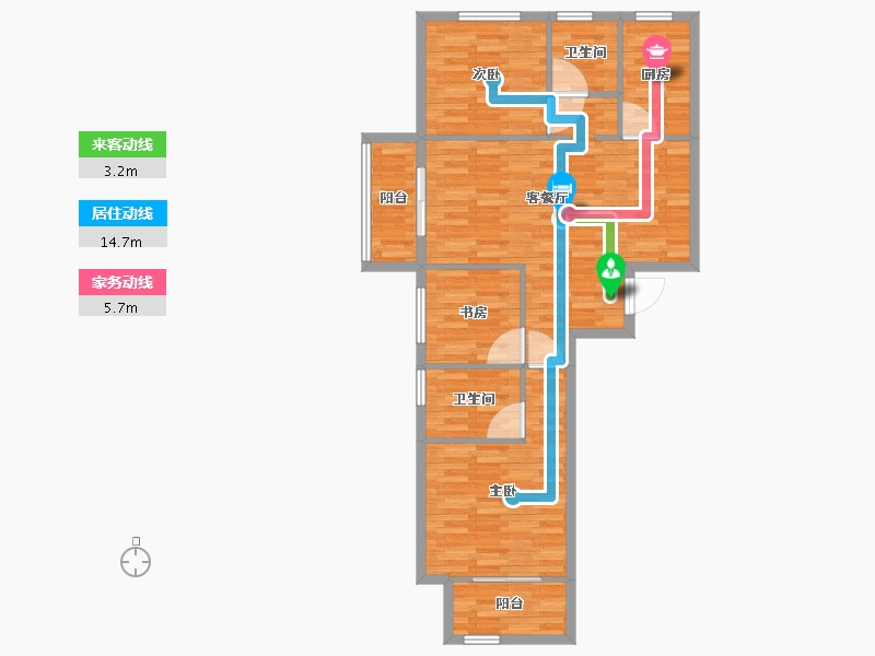 河南省-郑州市-保利心语建面100m2-80.00-户型库-动静线