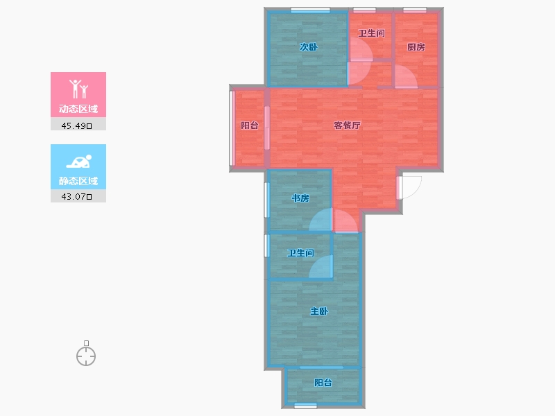 河南省-郑州市-保利心语建面100m2-80.00-户型库-动静分区