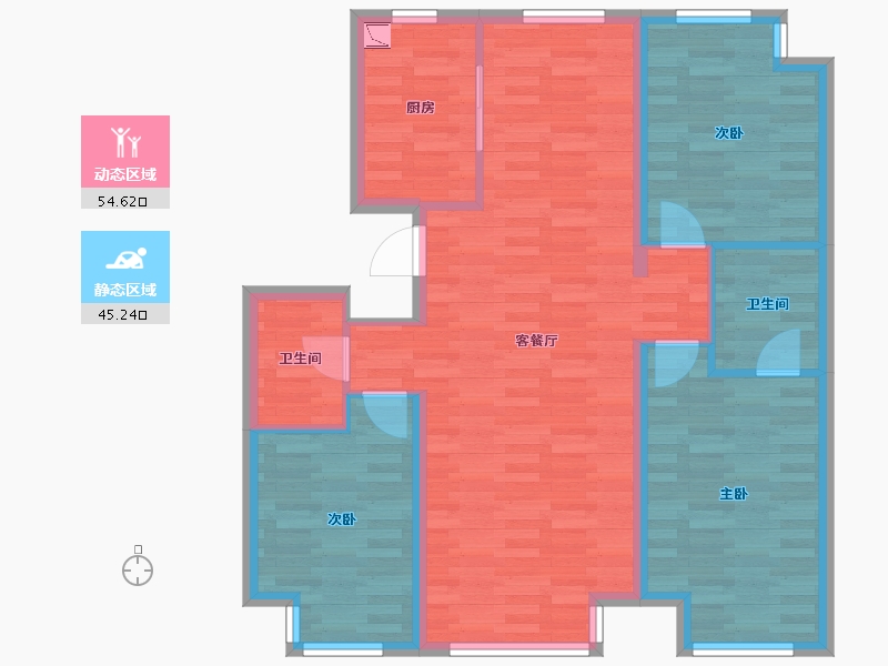 辽宁省-沈阳市-首开如院-89.73-户型库-动静分区