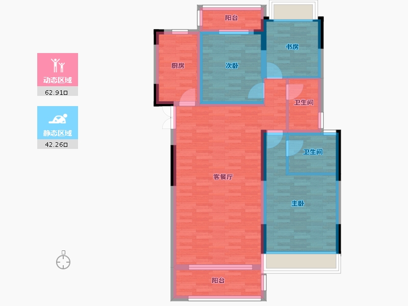 湖南省-长沙市-五矿万境蓝山-93.00-户型库-动静分区