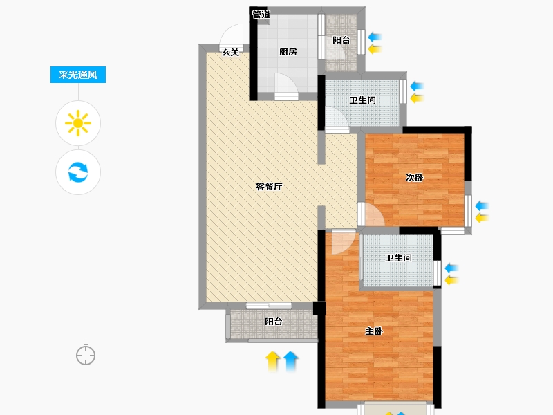 四川省-成都市-华润二十四城-72.72-户型库-采光通风