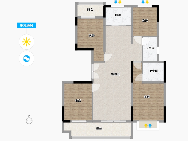 河南省-许昌市-鹿鸣湖一号御府-118.60-户型库-采光通风