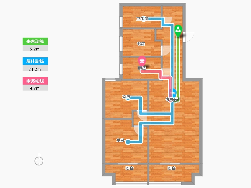 河南省-郑州市-保利心语建面104m2-83.20-户型库-动静线