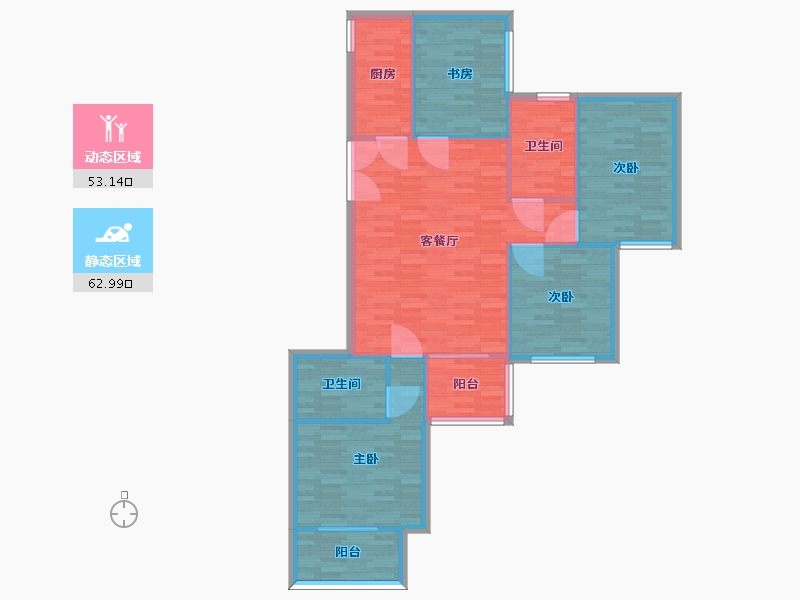 河南省-郑州市-保利心语建面133m2-106.40-户型库-动静分区