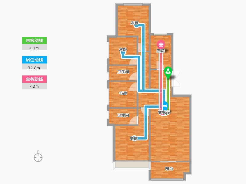 河南省-郑州市-保利心语建面165m2-132.00-户型库-动静线