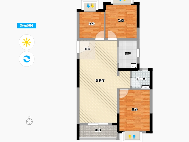 湖北省-武汉市-光谷未来城-70.40-户型库-采光通风