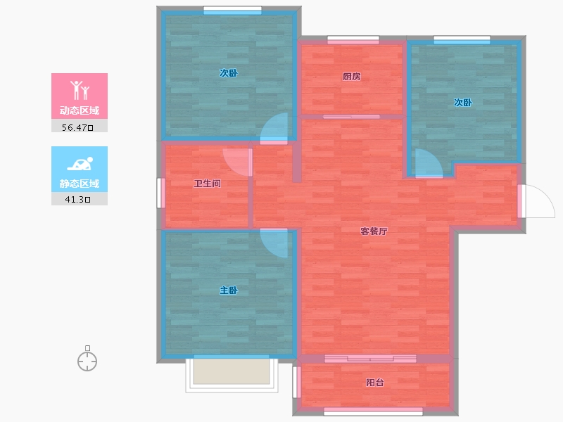 河北省-衡水市-龙泽苑-87.99-户型库-动静分区