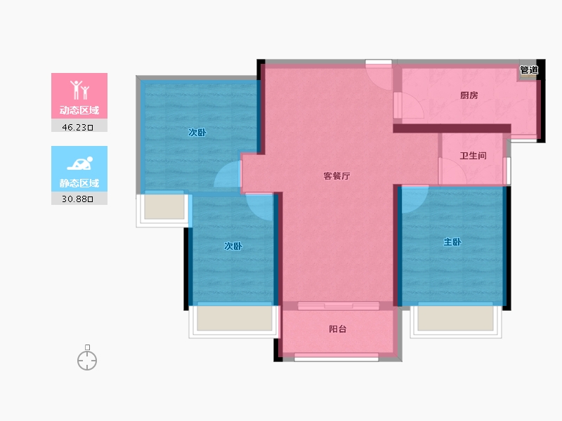 陕西省-西安市-碧桂园-68.71-户型库-动静分区