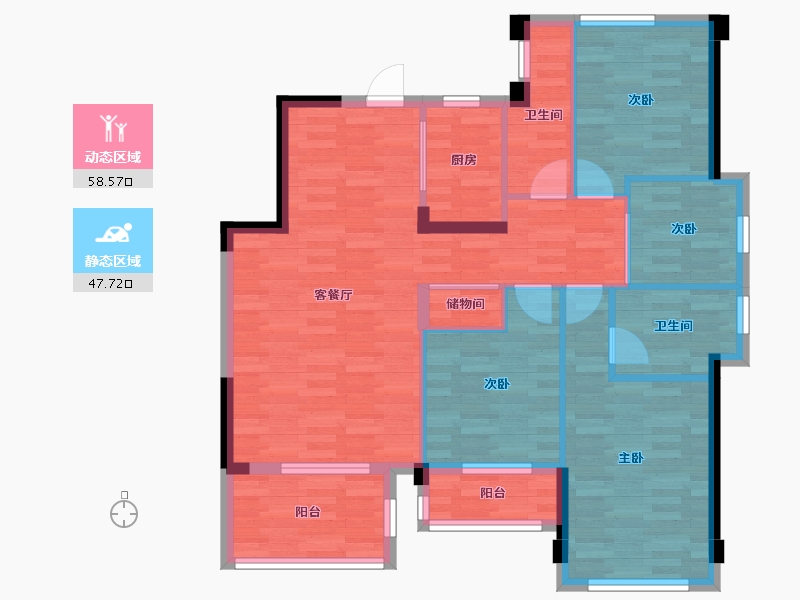 福建省-福州市-香缇时光2期-94.42-户型库-动静分区