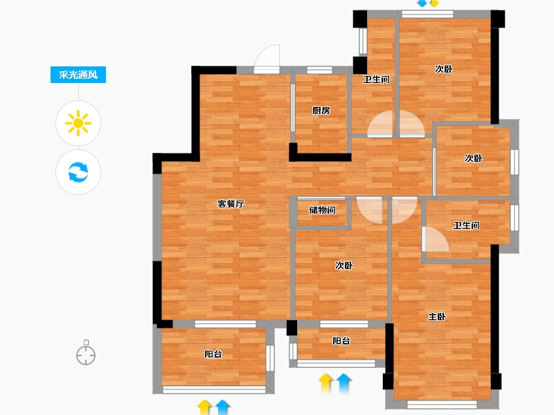 福建省-福州市-香缇时光2期-94.42-户型库-采光通风