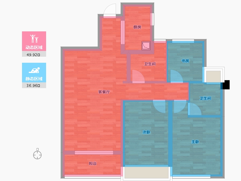 浙江省-杭州市-桂雨江南-75.99-户型库-动静分区