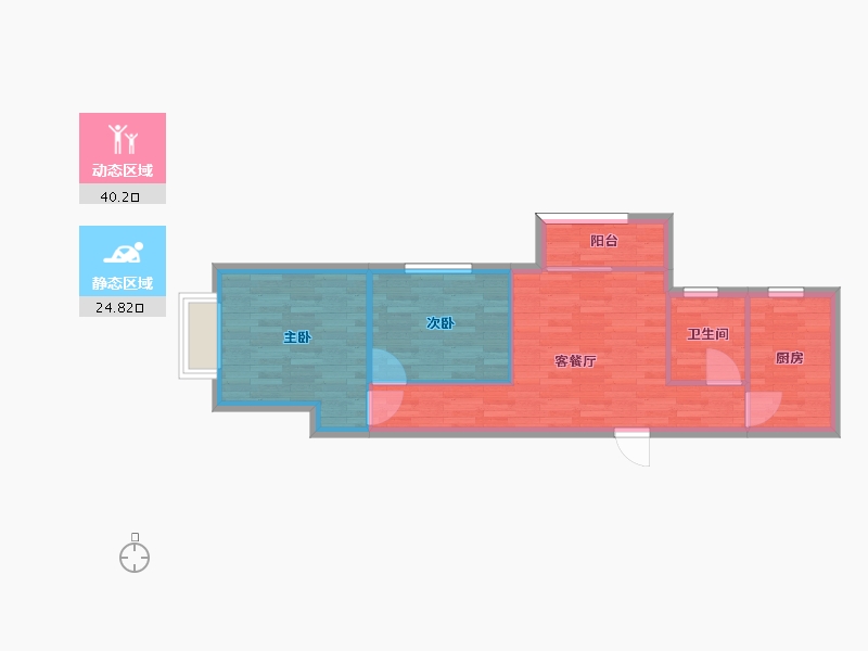 河南省-郑州市-绿城佳苑住宅楼建面73m2-58.40-户型库-动静分区