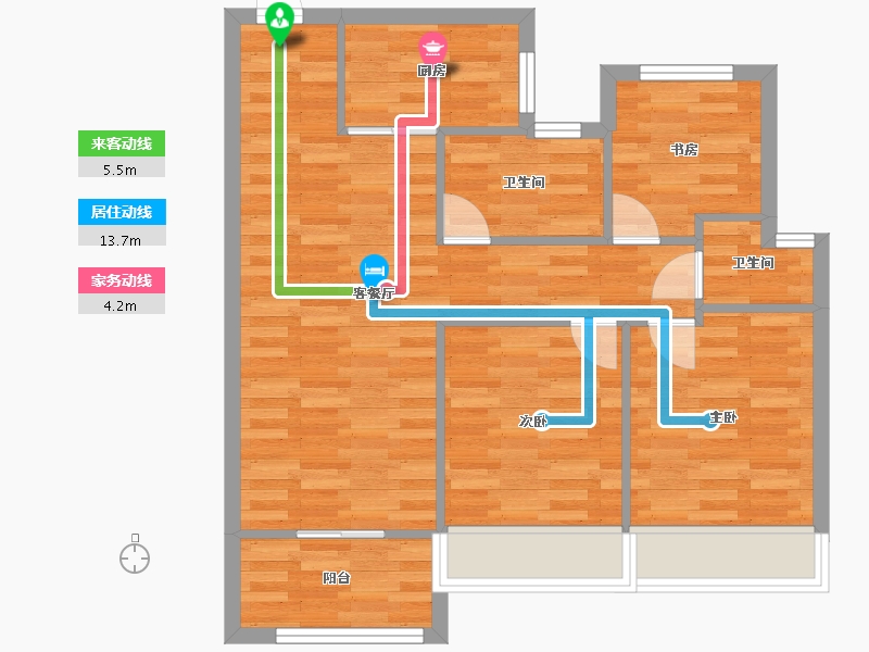 河南省-郑州市-融信奥体世纪作品二期10号楼建面89m2-71.20-户型库-动静线