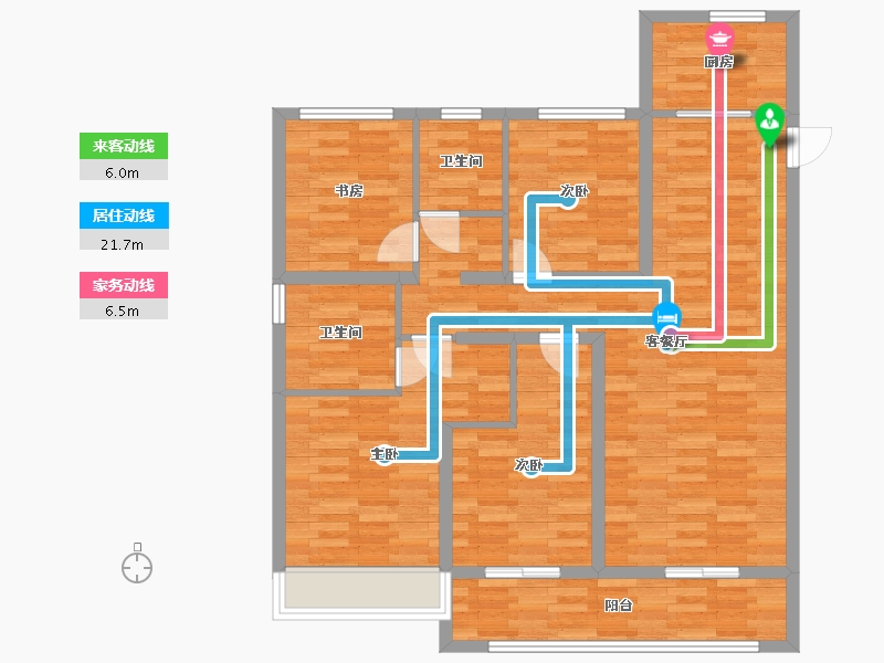 河南省-郑州市-融信奥体世纪作品二期10号楼建面128m2-102.40-户型库-动静线