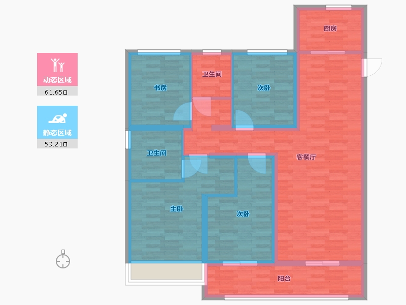 河南省-郑州市-融信奥体世纪作品二期10号楼建面128m2-102.40-户型库-动静分区