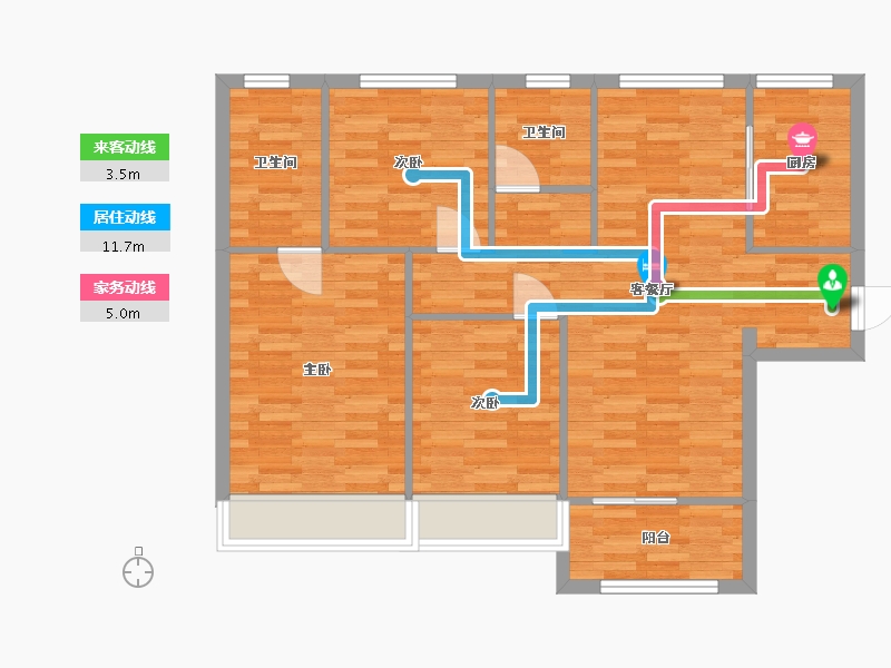 河南省-郑州市-融信奥体世纪作品二期13号楼二期14号楼建面108m2-86.40-户型库-动静线