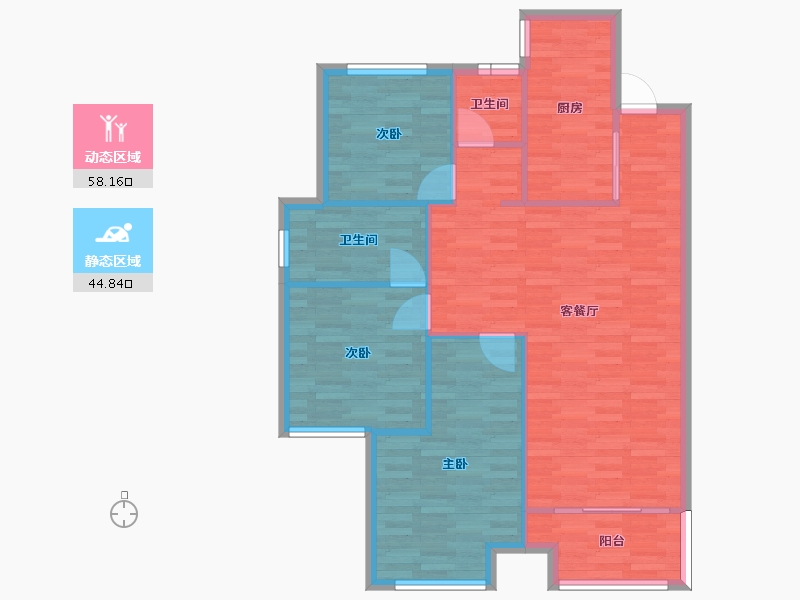 河南省-郑州市-升龙天汇广场5号院1号楼建面118m2-94.40-户型库-动静分区