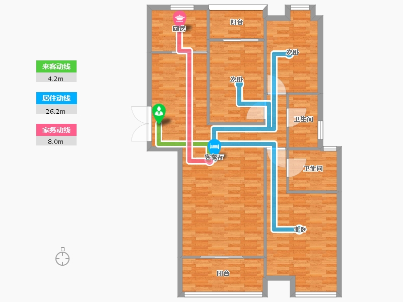 河南省-郑州市-升龙天汇广场三期1号楼,三期3号楼建面133m2-106.40-户型库-动静线