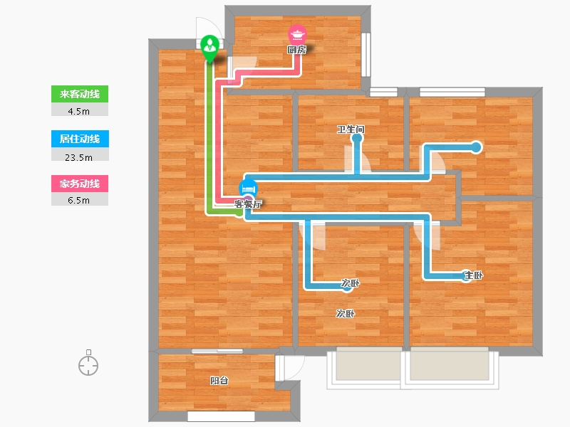 河南省-郑州市-宏江溢彩年华3号楼建面89m2-71.20-户型库-动静线