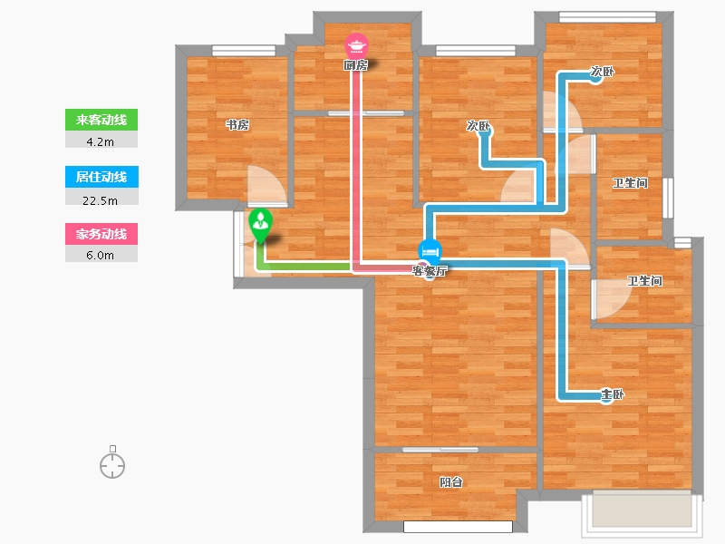 河南省-郑州市-汇泉景悦城1号楼,2号楼建面112m2-89.60-户型库-动静线