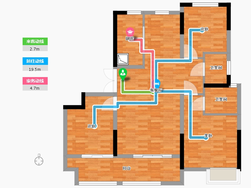 河南省-郑州市-汇泉西悦城建面114m2-91.20-户型库-动静线