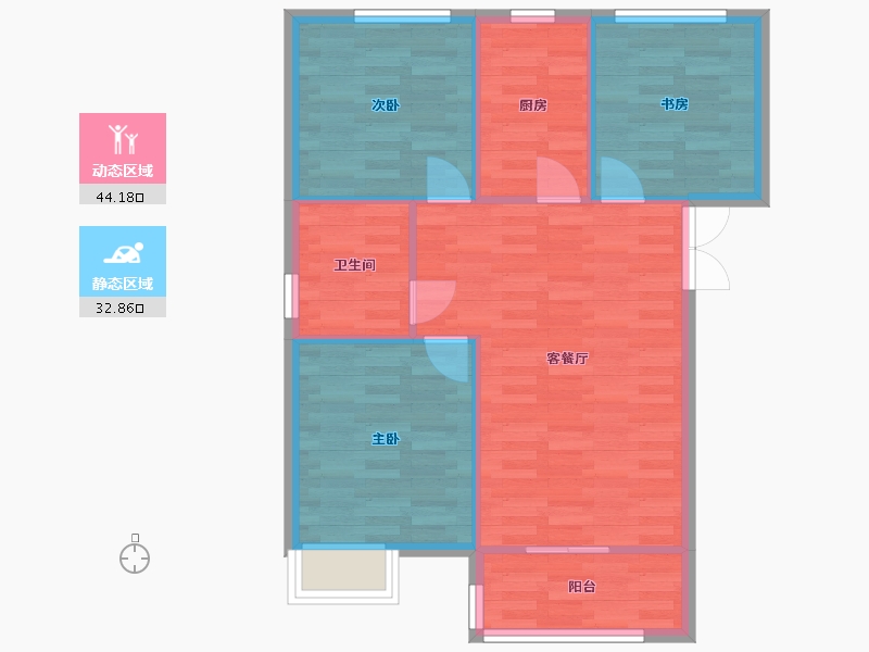 河南省-郑州市-汇泉西悦城6期1号楼,6期4号楼,6期5号楼,6期14号楼,6期15号楼建面88-70.40-户型库-动静分区