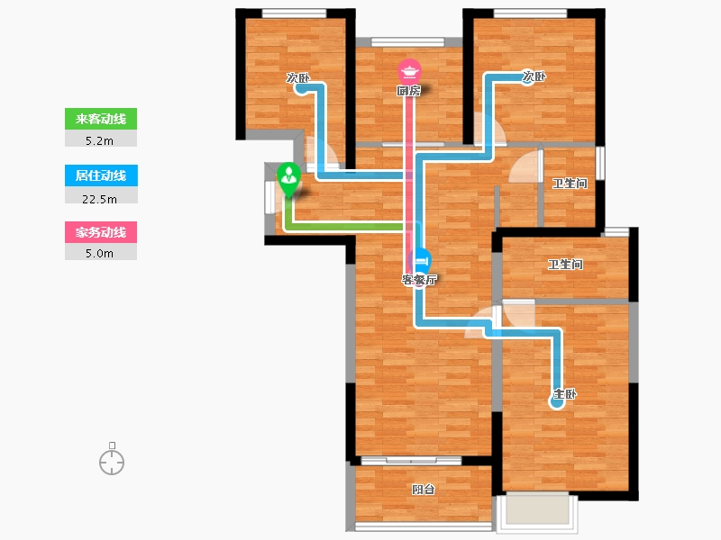 河南省-郑州市-金水世纪城建面110m2-88.00-户型库-动静线