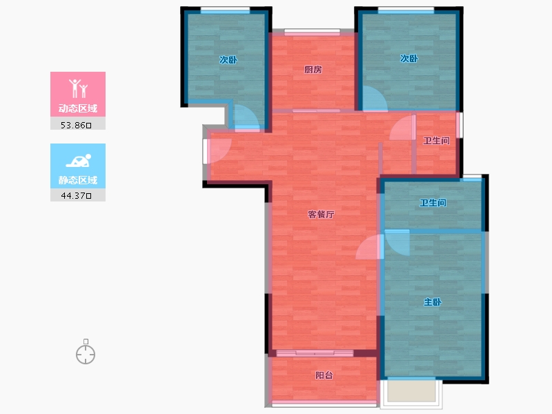 河南省-郑州市-金水世纪城建面110m2-88.00-户型库-动静分区