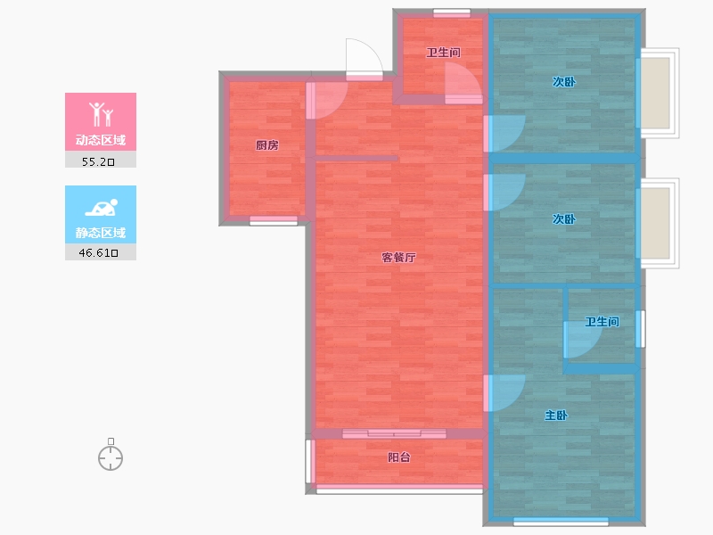 河南省-郑州市-金水世纪城建面114m2-91.21-户型库-动静分区