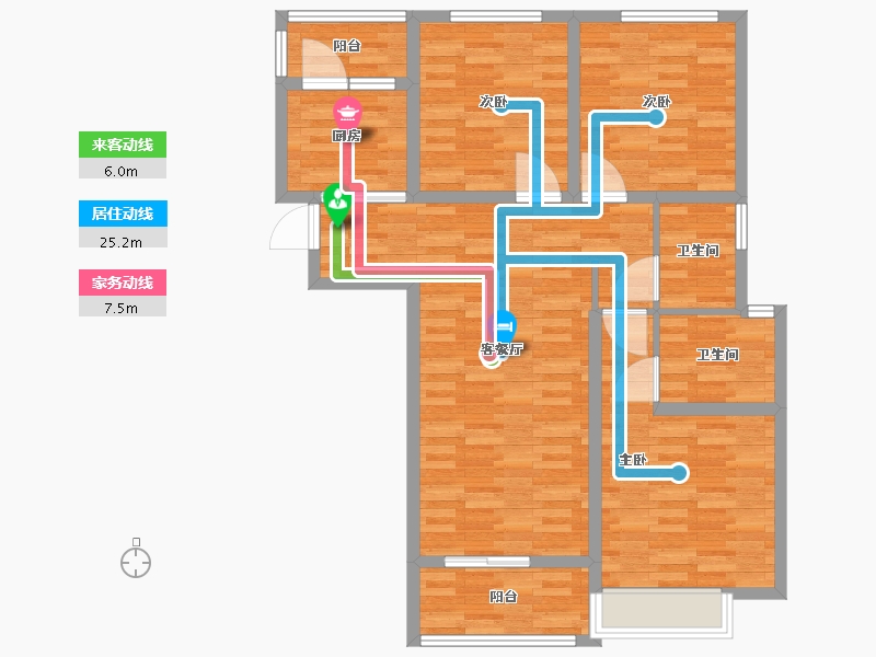 河南省-郑州市-金水世纪城建面119m2-95.21-户型库-动静线