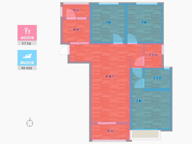 河南省-郑州市-金水世纪城建面119m2-95.21-户型库-动静分区