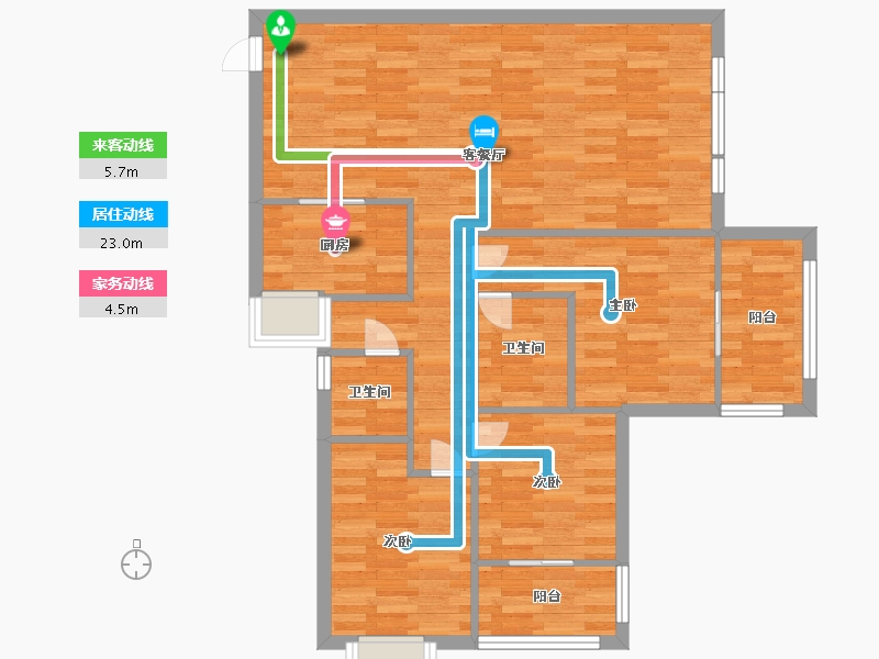 河南省-郑州市-九龙城九龙国际建面113m2-90.40-户型库-动静线