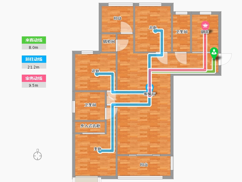 河南省-郑州市-九龙城九龙国际四期9号楼建面141m2-112.80-户型库-动静线