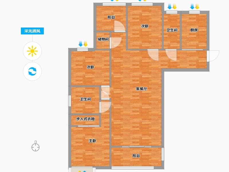 河南省-郑州市-九龙城九龙国际四期9号楼建面141m2-112.80-户型库-采光通风