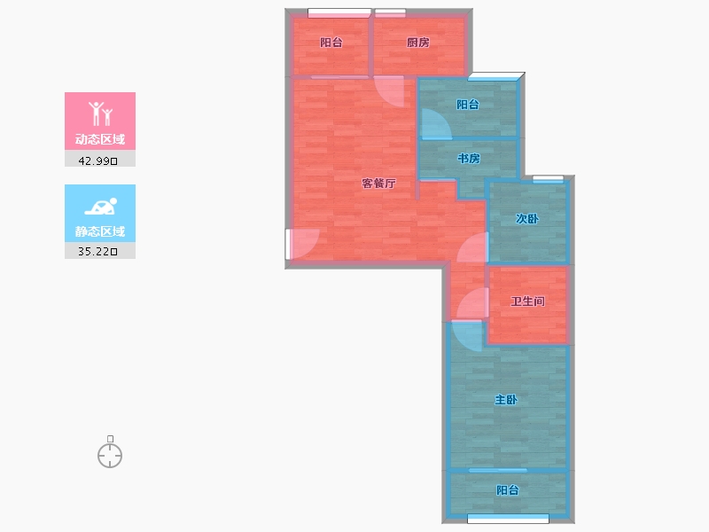 河南省-郑州市-九龙城九龙国际B-4户型四期7号楼建面88m2-70.40-户型库-动静分区