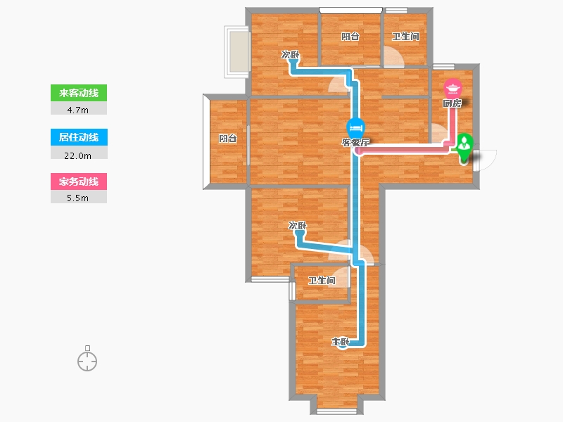 河南省-郑州市-九龙城九龙国际四期9号楼建面120m2-96.00-户型库-动静线