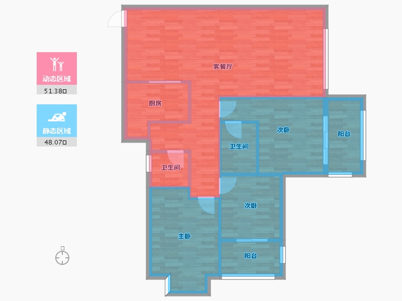 河南省-郑州市-九龙城天誉龙邸A-3建面113m2-90.40-户型库-动静分区