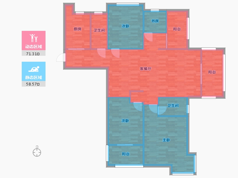 河南省-郑州市-九龙城天誉龙邸四期9号楼建面148m2-118.40-户型库-动静分区