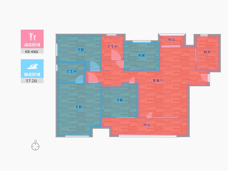 河南省-郑州市-绿都澜湾建面143m2-114.41-户型库-动静分区