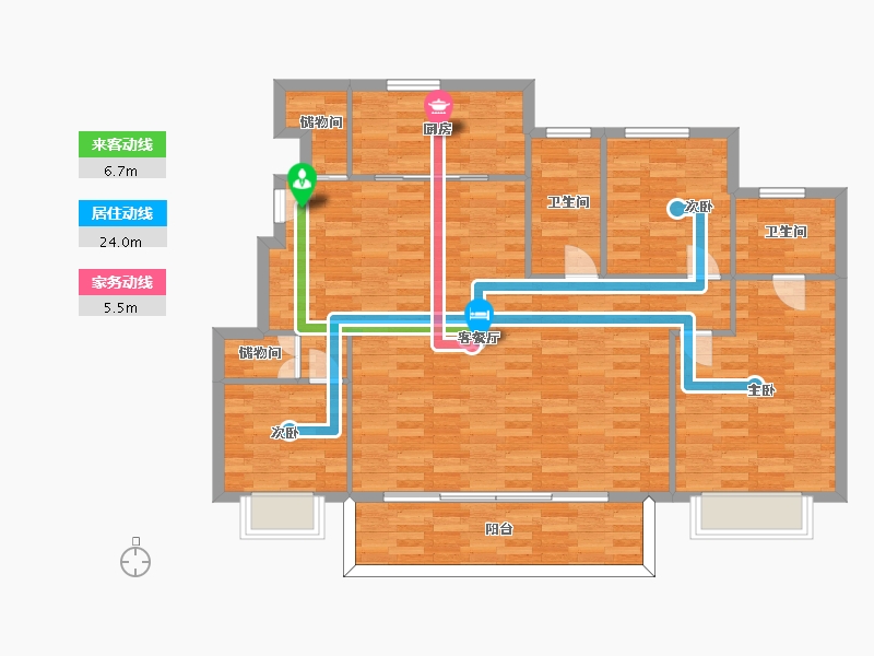 河南省-郑州市-世茂璀璨熙湖7号楼,8号楼,9号楼,10号楼,11号楼建面142m2-113.60-户型库-动静线