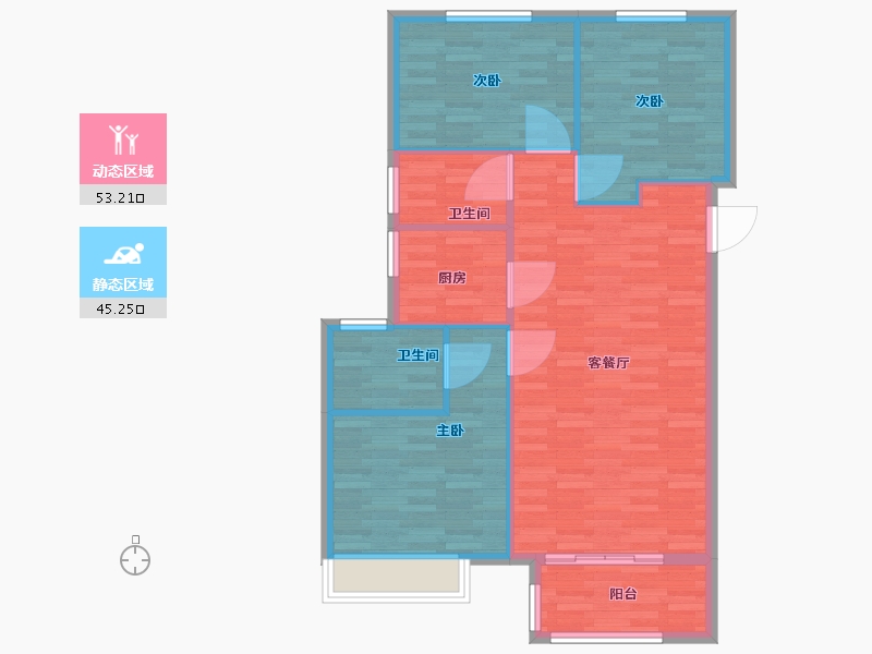 河南省-郑州市-阳光城丽景公馆二期4号楼,二期5号楼,二期6号楼建面113m2-90.40-户型库-动静分区